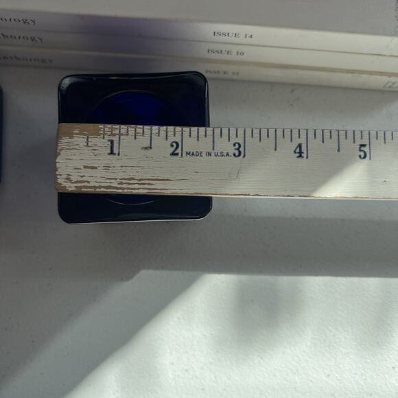 Unbranded Candlestick Holders Set of 2 Square Cube Cobalt Blue 2.5 x 2 - Picture 7 of 9